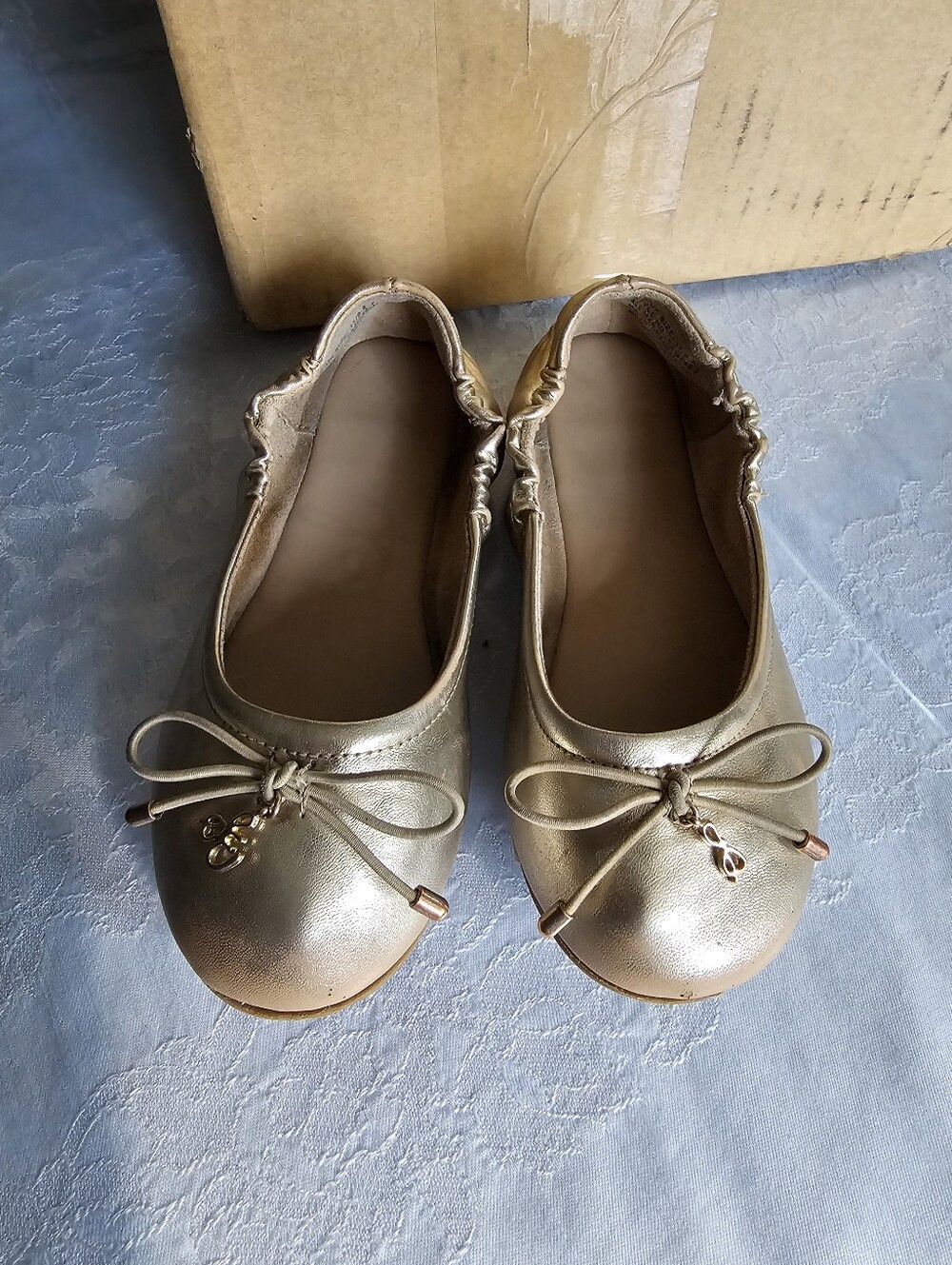 Sam Edelman Girls Shiny Golden Ballet Flats